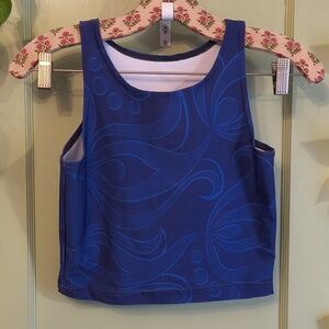 Women's Trickster Company Purple Blue Geo Fitted Cropped Tank Top Yoga S